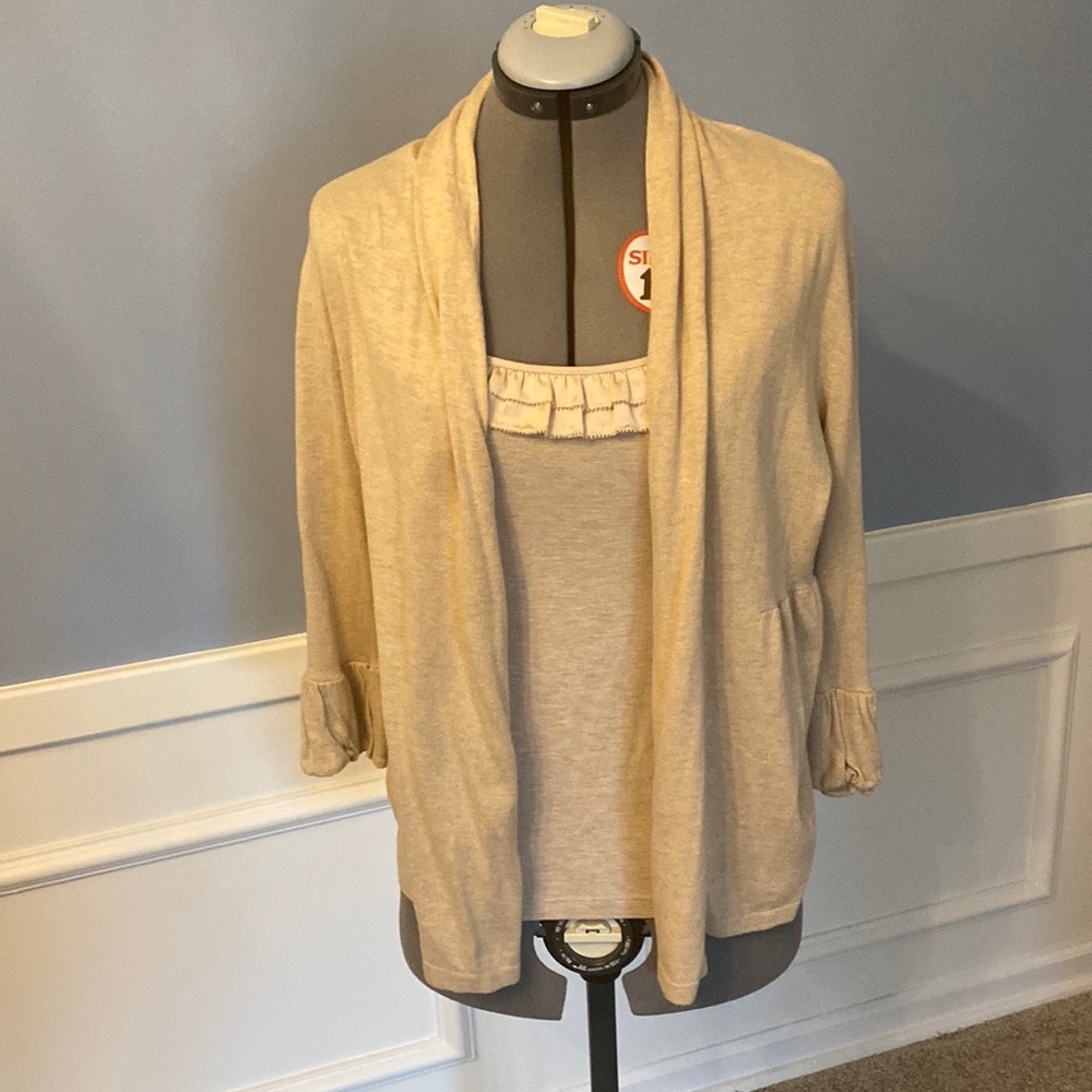 Loft Knit Cami and Jacket Set - Tan Size Small and Medium - Picture 1 of 8